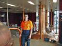 Son inside the Lions Beer brew house